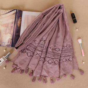 Cotton Lace Hijabs with Tassels