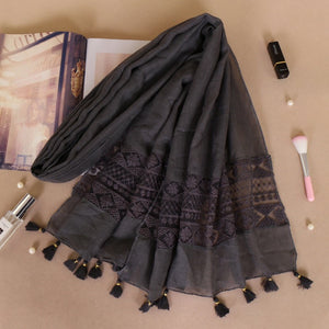 Cotton Lace Hijabs with Tassels